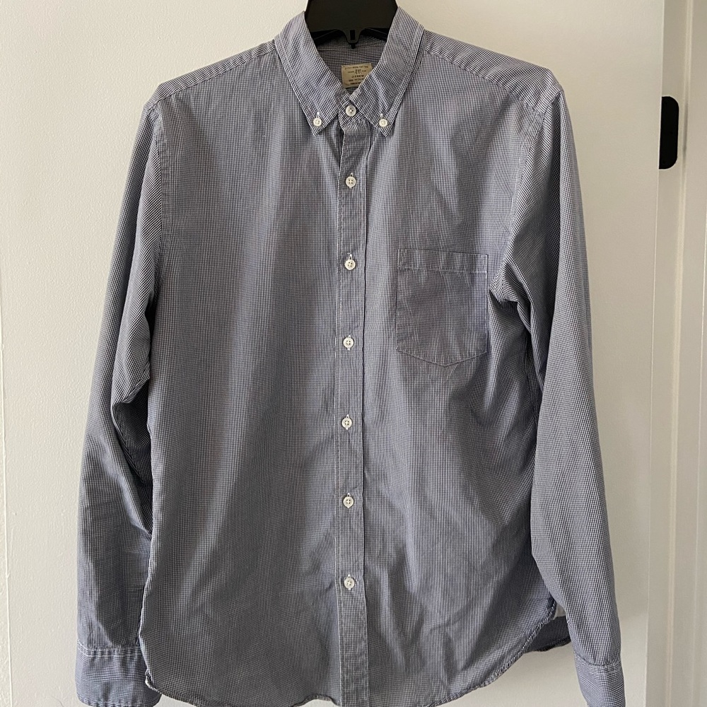 J. Crew Medium Gingham Button Down Navy